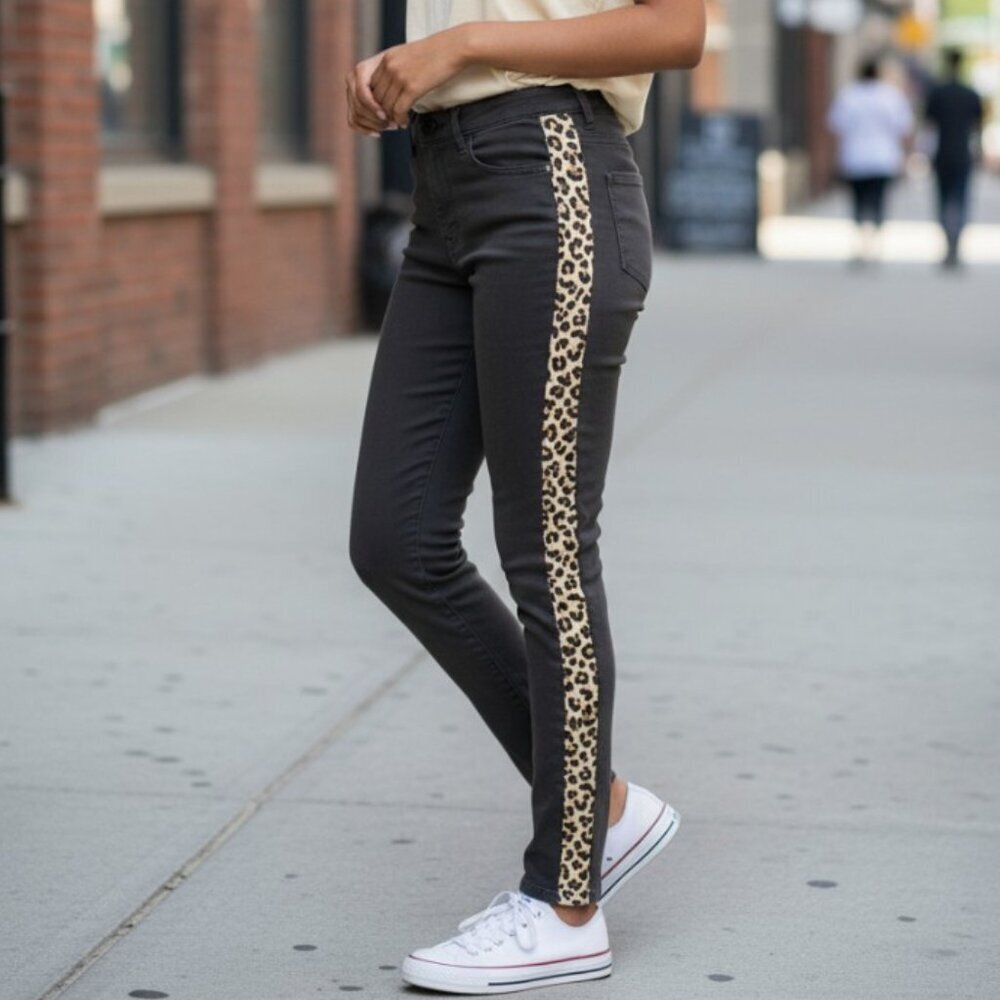 Judy Blue Tuxedo Black Leopard Stripe Skinny Jeans Size 5/27